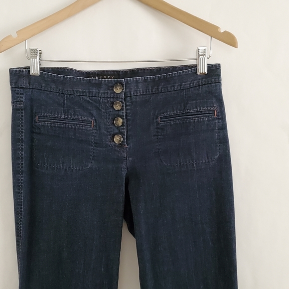 Theory Wide Leg Flare Exposed Button Jeans sz 6 - Picture 2 of 8